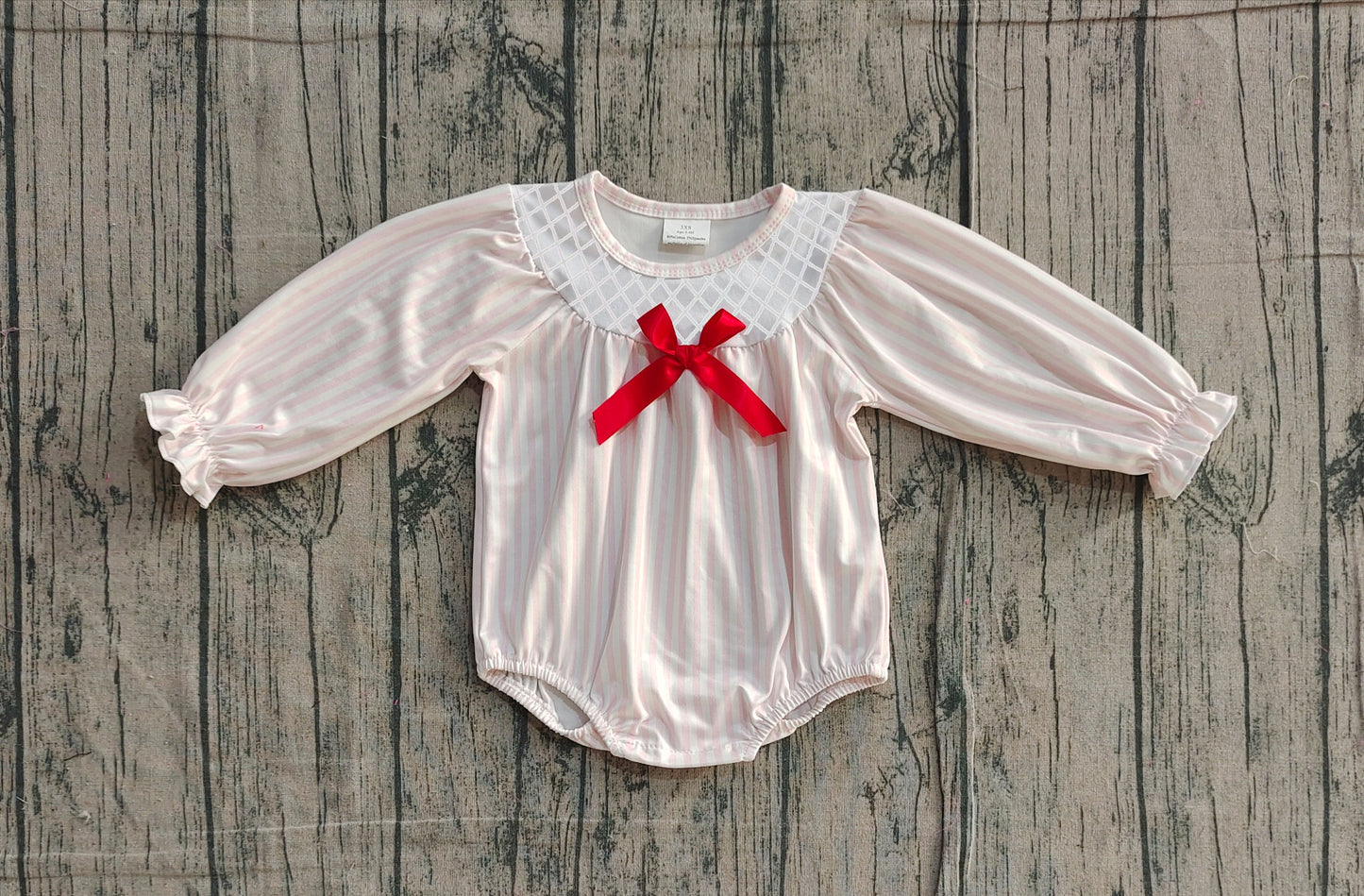 (Pre Order) No moq LR2773 pre-order baby girl clothes embroidery bow long sleeve romper-2025.11.25
