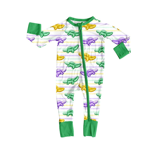 (Pre Order) No moq LR2782 pre-order baby girl clothes mardi gras long sleeve romper-2025.10.10