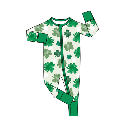 (Pre Order) No moq LR2787 pre-order baby girl clothes green long sleeve romper-2025.10.10