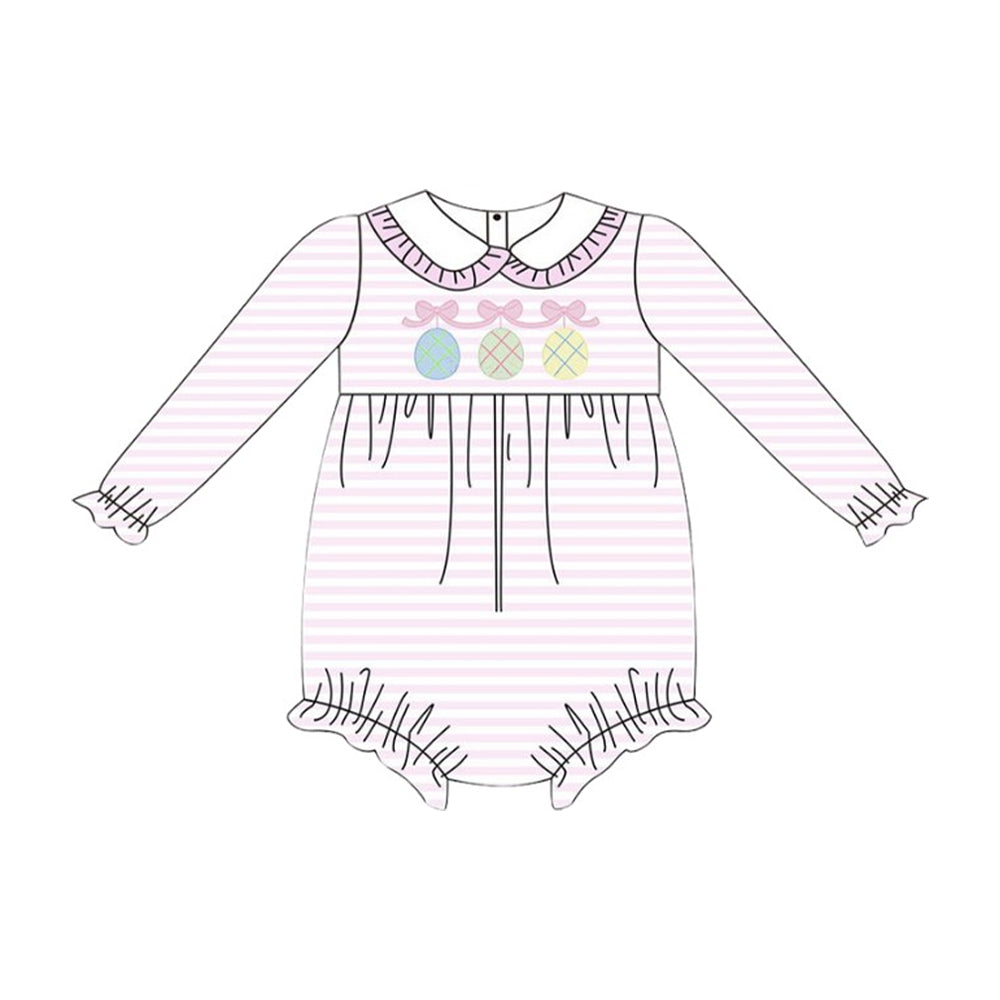 (Pre Order) No moq LR2790 pre-order baby girl clothes baseball long sleeve romper-2025.10.13