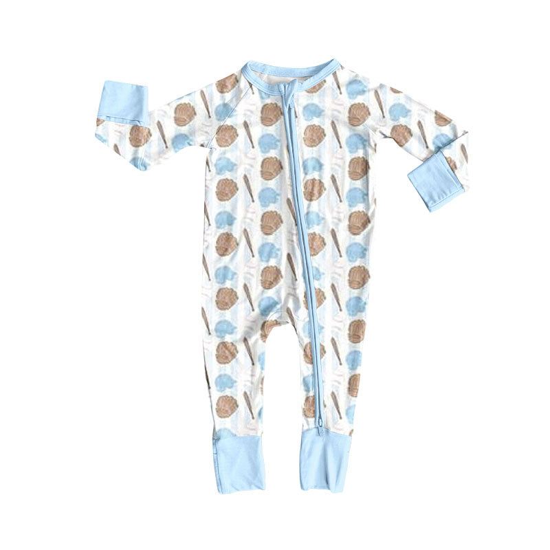 (Pre Order) No moq LR2805 pre-order baby boy clothes baseball long sleeve romper-2025.10.15