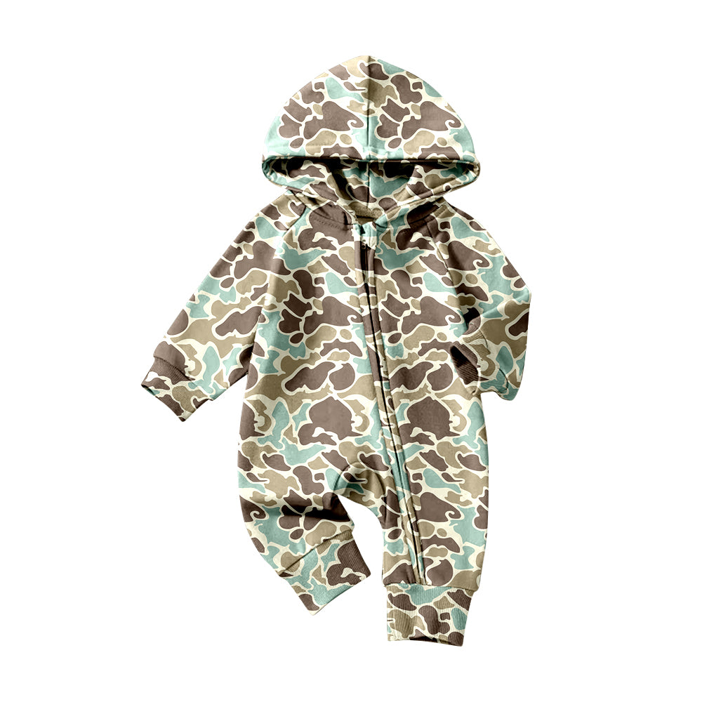 (Pre Order) No moq LR2823 pre-order baby boy clothes camouflage hooded long sleeve romper-2025.10.20