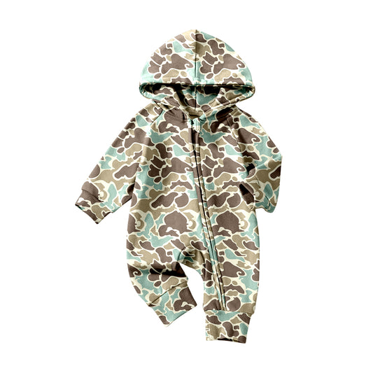 (Pre Order) No moq LR2823 pre-order baby boy clothes camouflage hooded long sleeve romper-2025.10.20