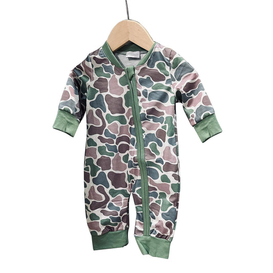 (Pre Order) No moq LR2830 pre-order baby boy clothes camouflage long sleeve romper-2025.10.21