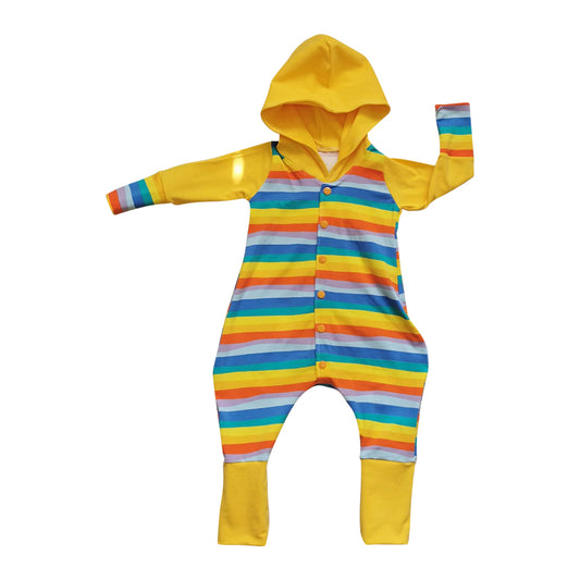 (Pre Order) No moq LR2838 pre-order baby boy clothes striped hooded long sleeve romper-2025.10.23