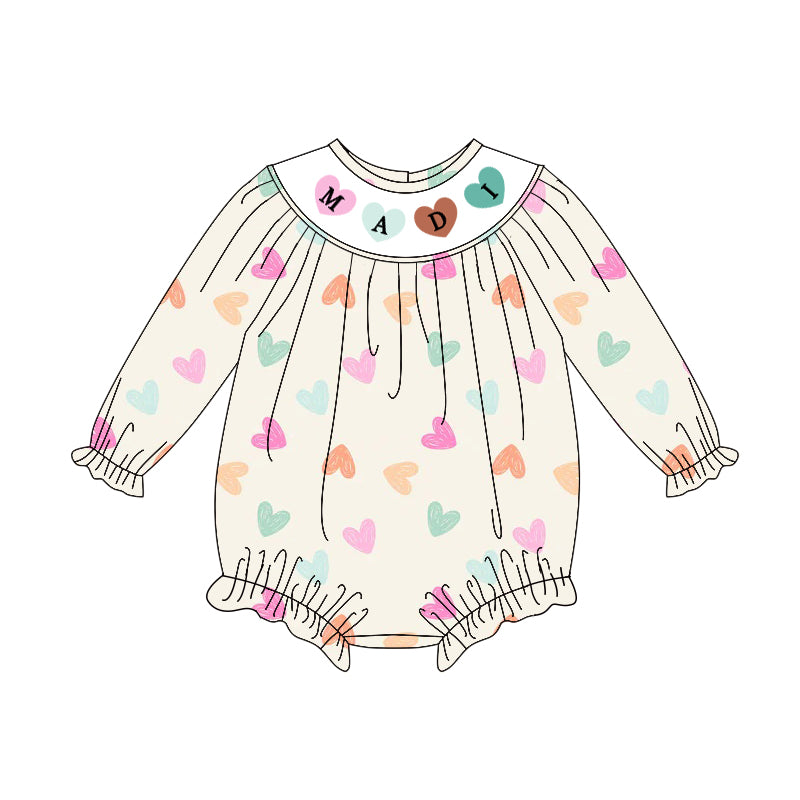 (Pre Order) No moq LR2841 pre-order baby girl clothes love long sleeve romper-2025.10.24