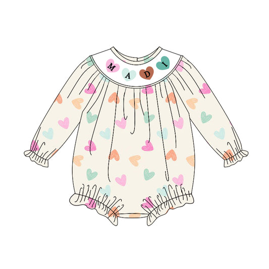 (Pre Order) No moq LR2841 pre-order baby girl clothes love long sleeve romper-2025.10.24