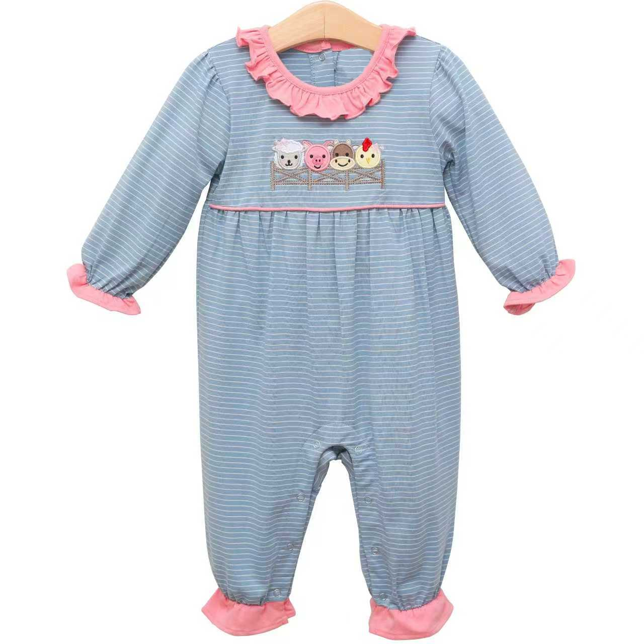 (Pre Order) No moq LR2849 pre-order baby girl clothes long sleeve romper-2025.10.28