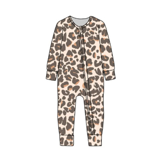 (Pre Order) No moq LR2861 pre-order baby boy clothes leopard long sleeve romper-2025.10.31