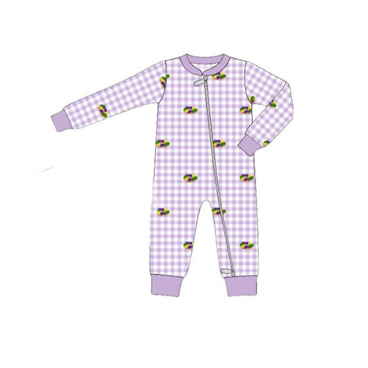 (Pre Order) No moq LR2866 pre-order baby boy clothes mardi gras long sleeve romper-2025.10.31