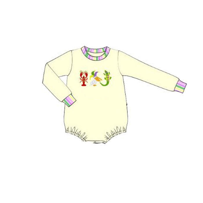 (Pre Order) No moq LR2868 pre-order baby boy clothes mardi gras long sleeve romper-2025.10.31