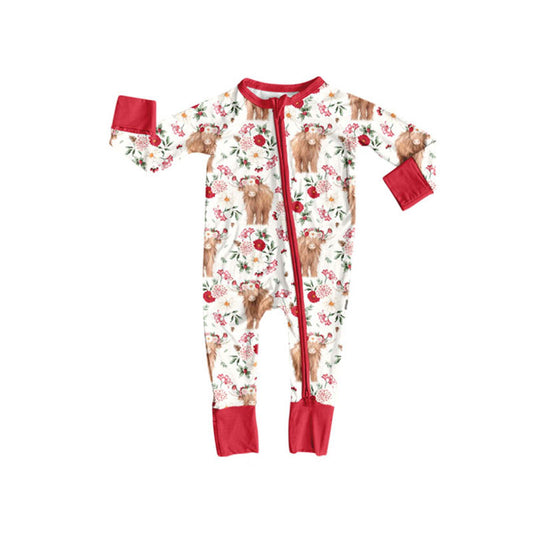 (Pre Order) No moq LR2881 pre-order baby girl clothes alpine floral long sleeve romper-2025.11.3