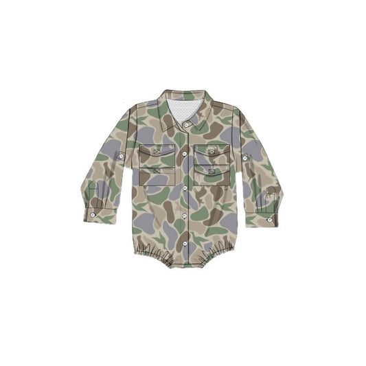 (Pre Order) No moq LR2887 pre-order baby boy clothes camouflage long sleeve romper-2025.11.6