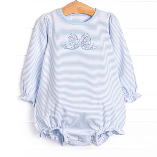 (Pre Order) No moq LR2917 pre-order baby girl clothes bow floral long sleeve romper-2025.11.12