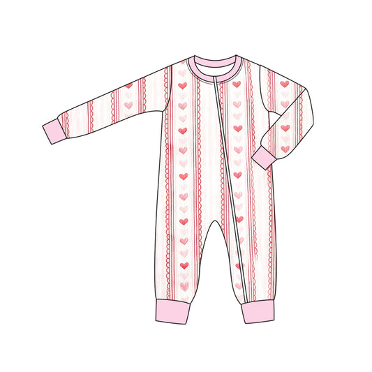 (Pre Order) No moq LR2924 pre-order baby girl clothes love pink long sleeve romper-2025.11.15