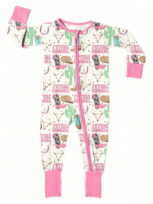 (Pre Order) No moq LR2945 pre-order baby girl clothes howdy cow head catcus boots long sleeve romper-2025.11.26