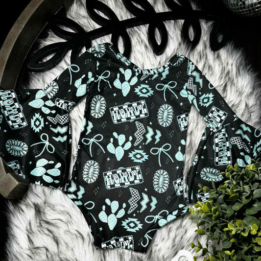 (Pre Order) No moq LR2946 pre-order baby girl clothes howdy long sleeve romper-2025.11.26