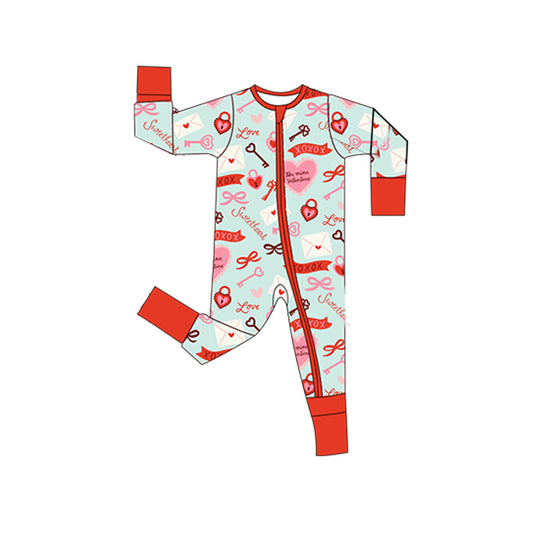 (Pre Order) No moq pre-order baby girl clothes xoxo bow love long sleeve romper-2025.11.29