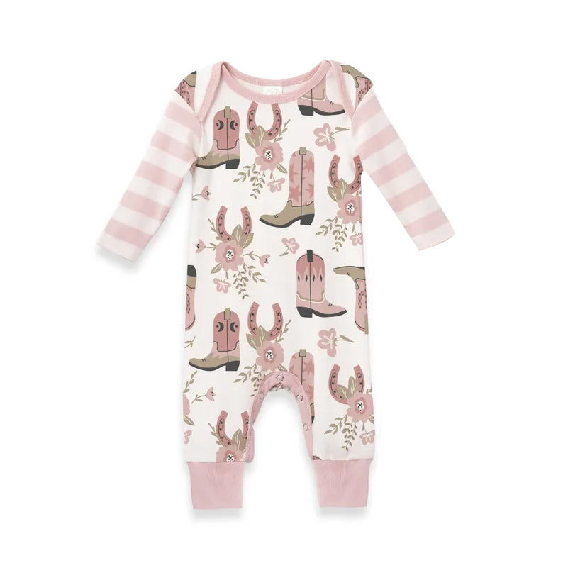 (Pre Order) No moq pre-order baby girl clothes boots floral long sleeve romper-25.12.5