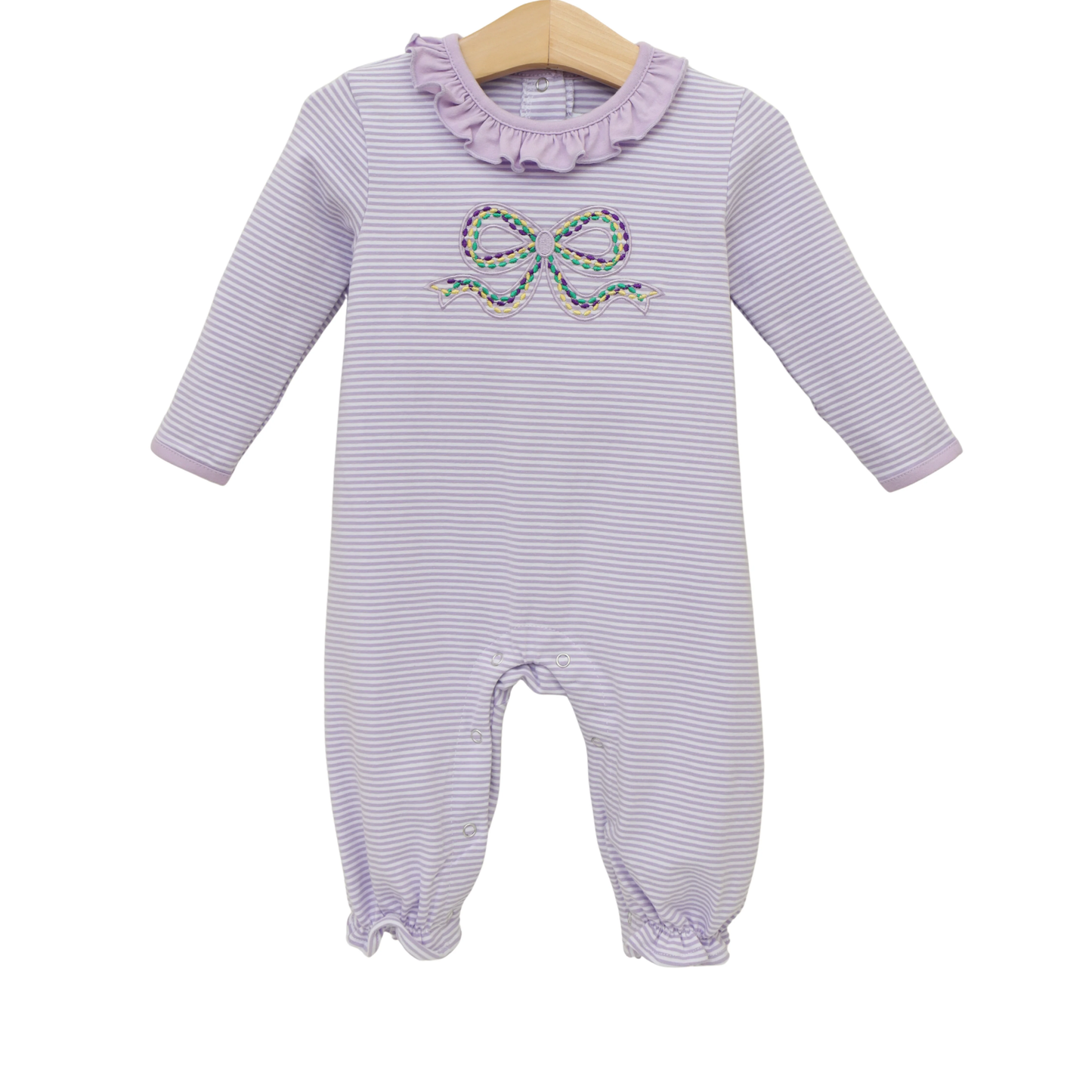 (Pre Order) No moq pre-order baby girl clothes bow purple long sleeve romper-2025.12.6