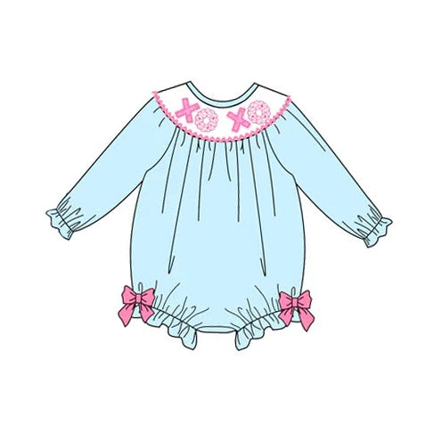 (Pre Order) No moq pre-order baby girl clothes XOXO love long sleeve romper-2025.12.6