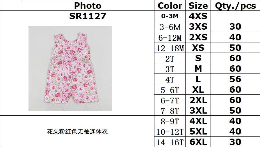 SR1127 Floral Pink Sleeveless Jumpsuit