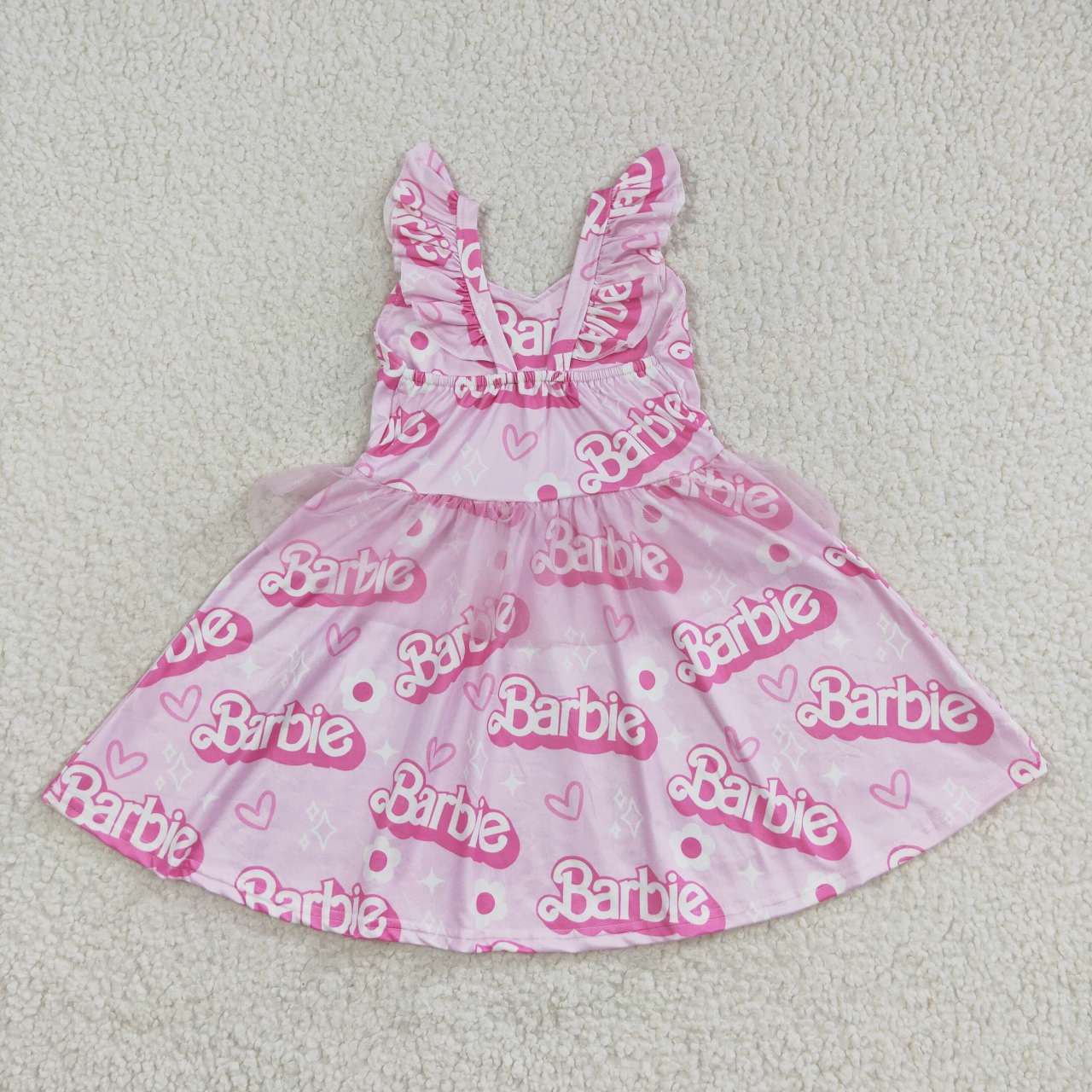 GSD0463 barbie pink tulle flying sleeve dress