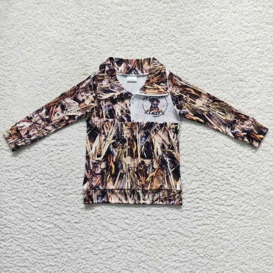 BT0333 Branch Camo Hound Zip Long Sleeve Top