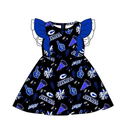 custom moq 5 eta 6-7weeks Blue Team Girls Dress