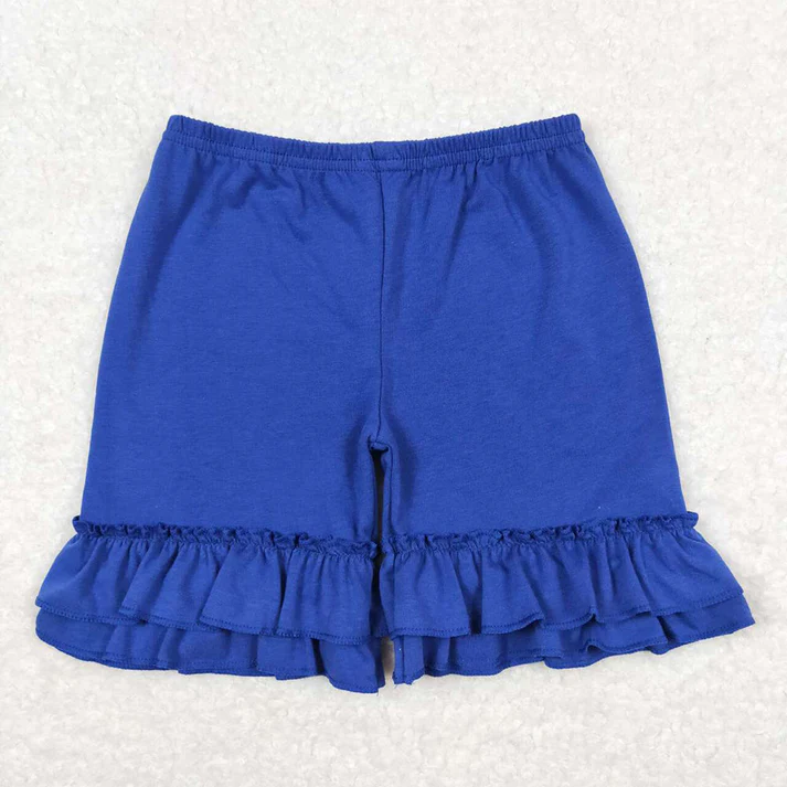 RTS Baby Girls Summer Solid Color Cotton Double Ruffle Shorts