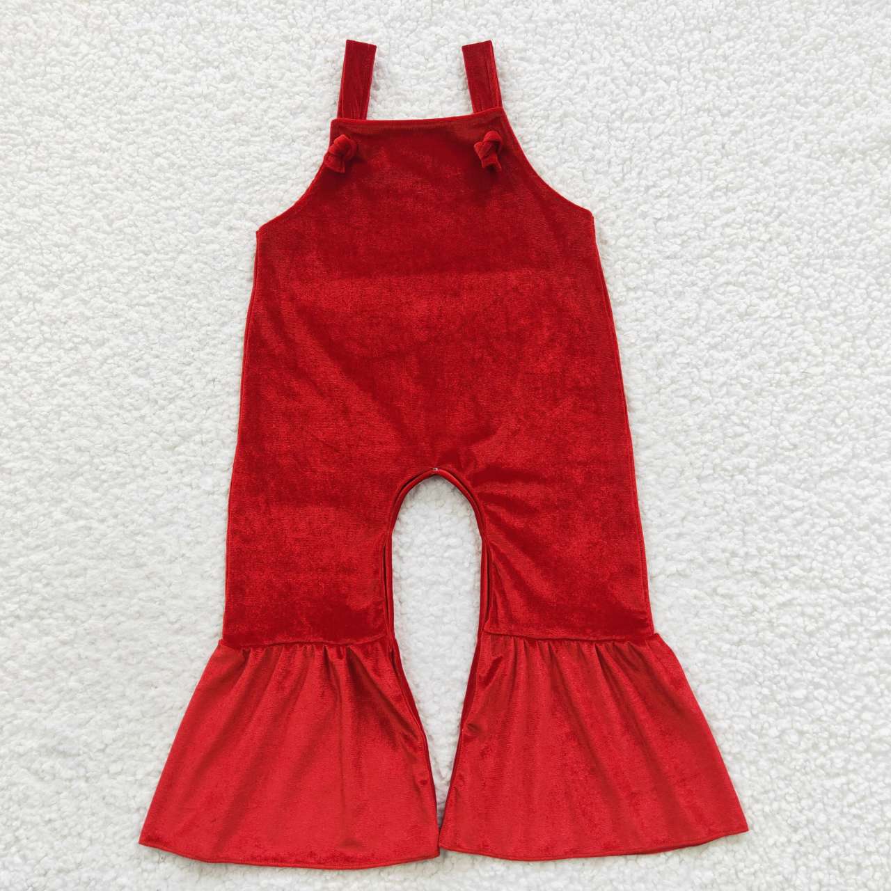 SR0392 Girls red gold velvet vest jumpsuit