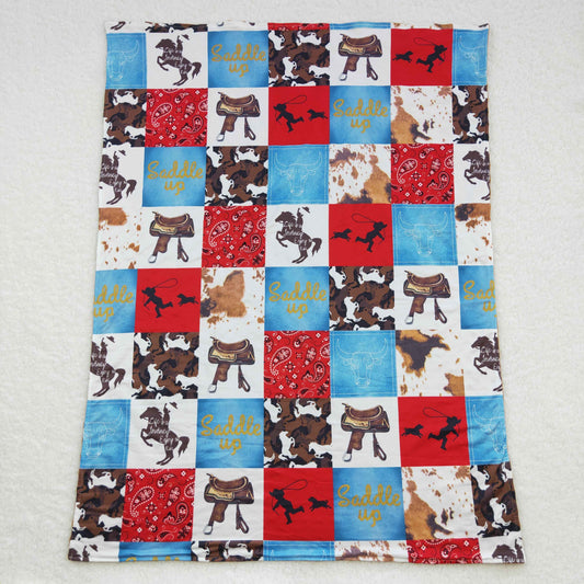 BL0055 western riding bull head baby blanket