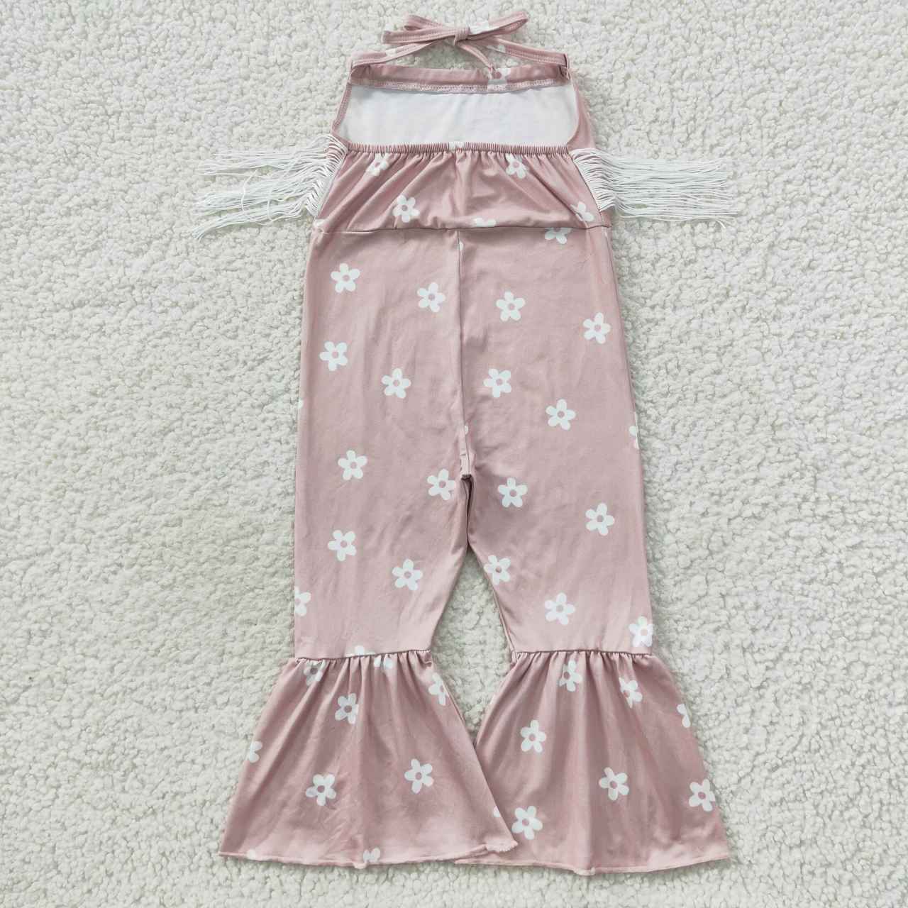 SR0424 Floral Tassel Halter Pink Bodysuit