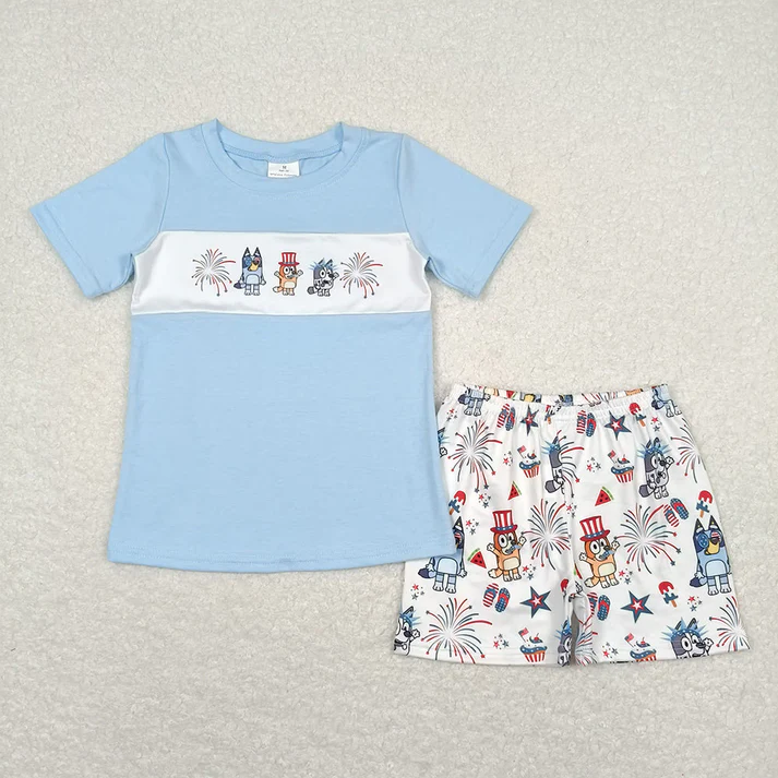 RTS Baby Girls 4th Of July Dog Sibling Dresses Sets