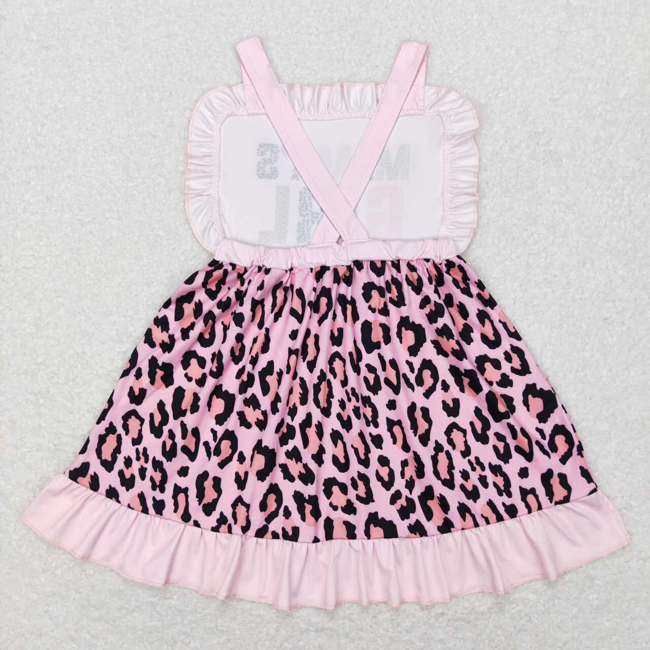 GSD0555 mama's girl letter leopard print pink lace sleeveless dress