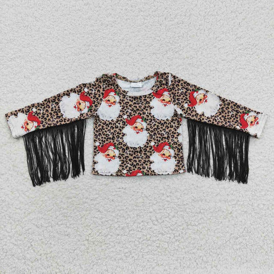 GT0186 Santa Claus Leopard Fringe Top