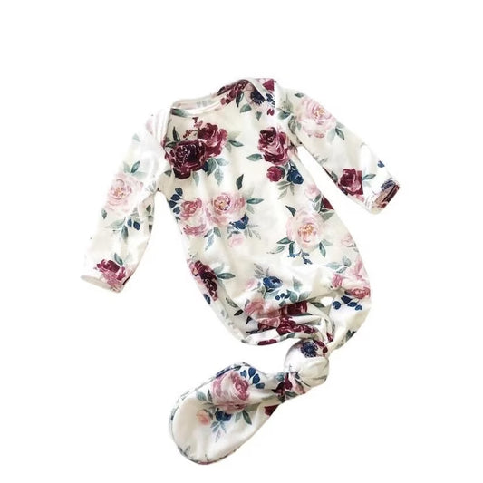 (Pre Order) No moq NB0051 pre-order baby newborn floral long sleeve nightgown-25.11.14