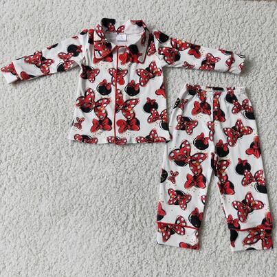 6 C6-16 Boys Bow Long Sleeve Pajama Set