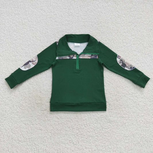 BT0277 Boys Camo Fawn Green Long Sleeve Top