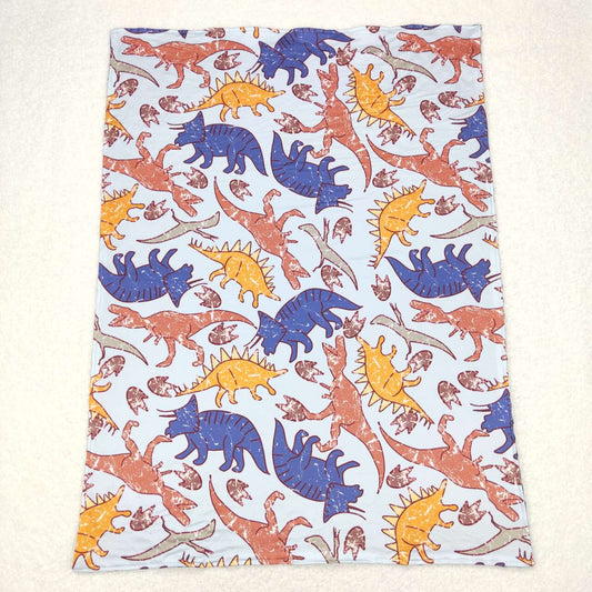 BL0099 Dinosaur blue baby blanket