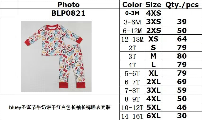 RTS NO MOQ ETA 5/7days arrived BLP0821 bluey Christmas milk biscuits red and white long sleeves