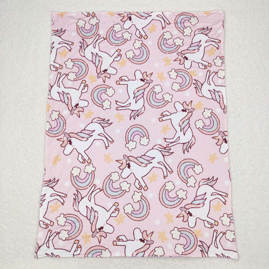 BL0100 Rainbow Unicorn Pink Purple Baby Blanket