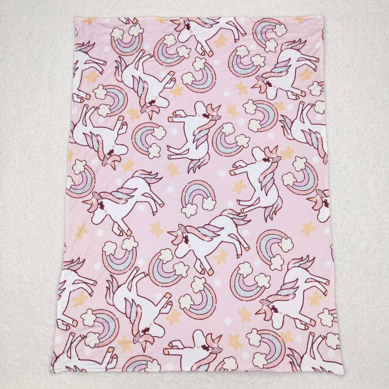 BL0100 Rainbow Unicorn Pink Purple Baby Blanket