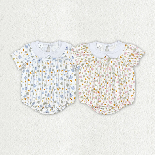 RTS NO MOQ eta 5-7days Infant Pumpkin Fall Short Sleeve Rompers Pumpkin Romper