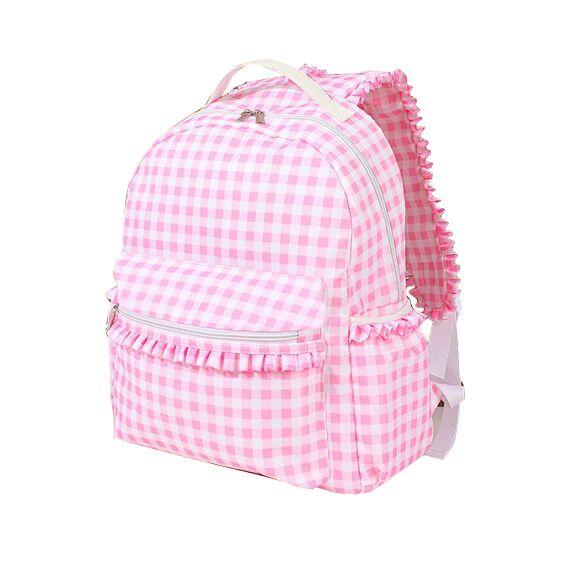 Pink and White Plaid Lace Backpack