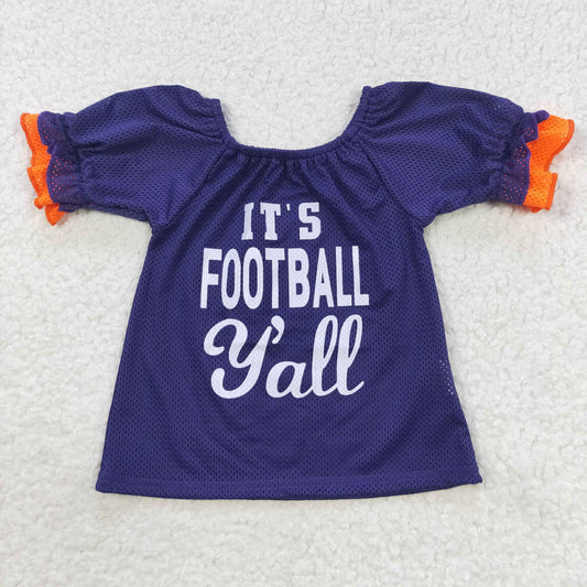 GT0275 it's football y'all offset purple short sleeve top