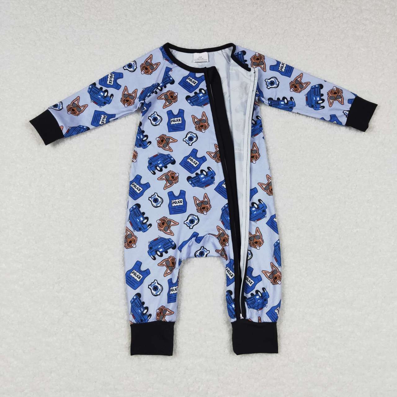 LR0736 Police dog blue and black zipper long-sleeved jumpsuit