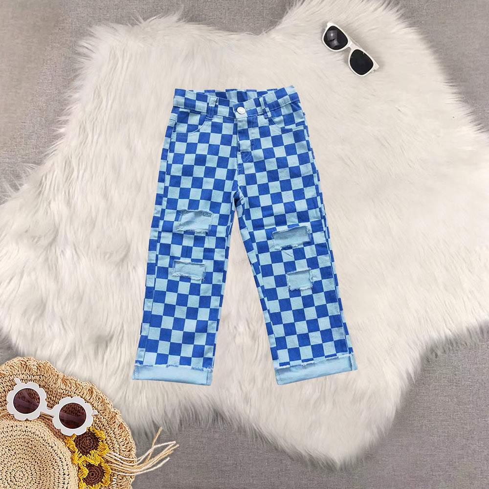 RTS NO MOQ Sibling Baby Girls and boy Clothes Jeans: Flared & Ripped