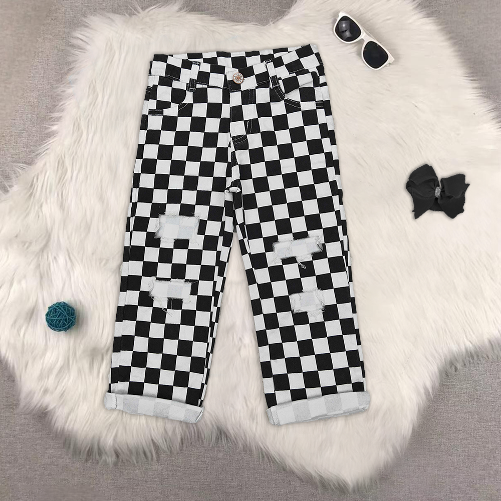 RTS NO MOQ Sibling Baby Girls and boy Clothes Jeans: Flared & Ripped