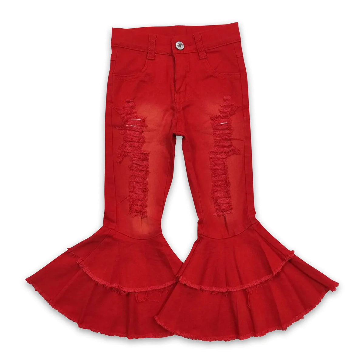 RTS NO MOQ Sibling Baby Girls Clothes Jeans: Flared & Ripped